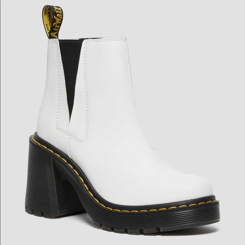 DR MARTENS Spence Heeled Ankle Boot White Leather